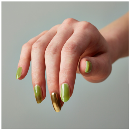 keepu Greenery Custom Nails Goleden Mirror Powder