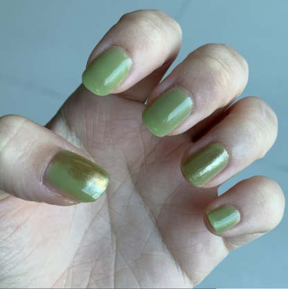 keepu Greenery Custom Nails Goleden Mirror Powder