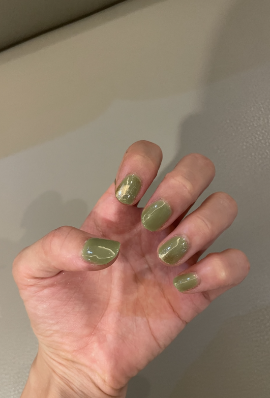 keepu Greenery Custom Nails Goleden Mirror Powder