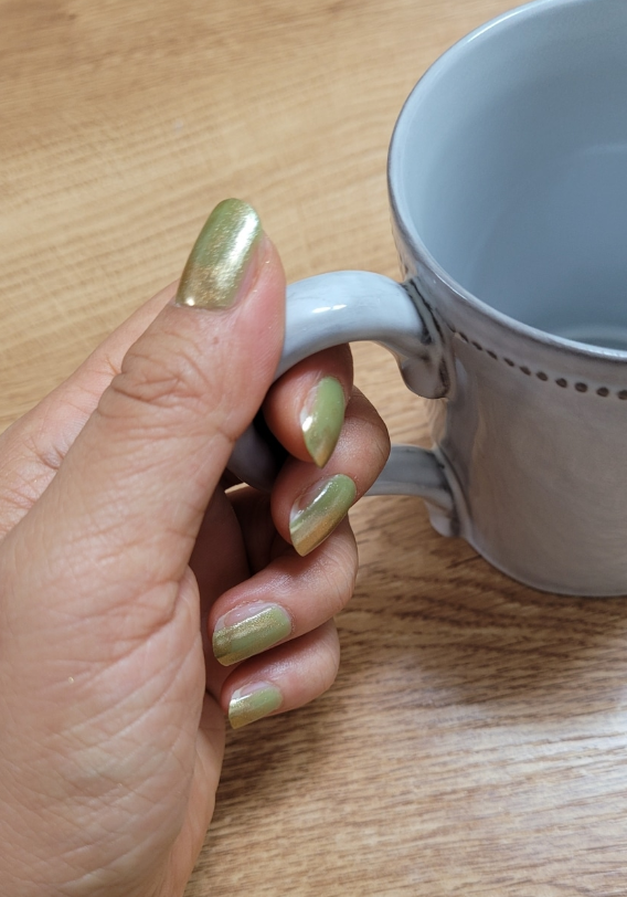 keepu Greenery Custom Nails Goleden Mirror Powder