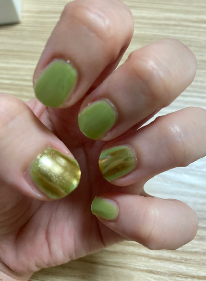 keepu Greenery Custom Nails Goleden Mirror Powder