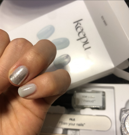 keepu Icy Mint Custom Nails Silver Mirror Powder