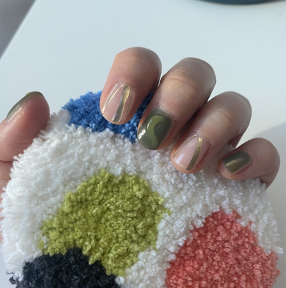 keepu Olivine Custom Nails Golden Mirror Powder