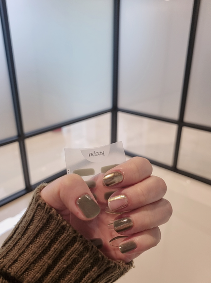 keepu Olivine Custom Nails Golden Mirror Powder