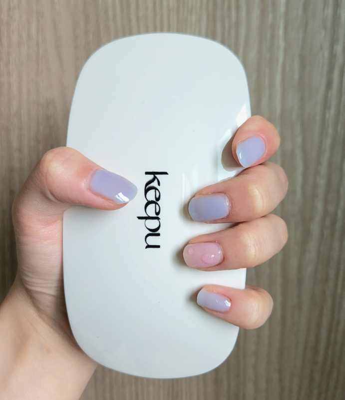 keepu Powder Blue Custom Nails Silver Mirror Powder