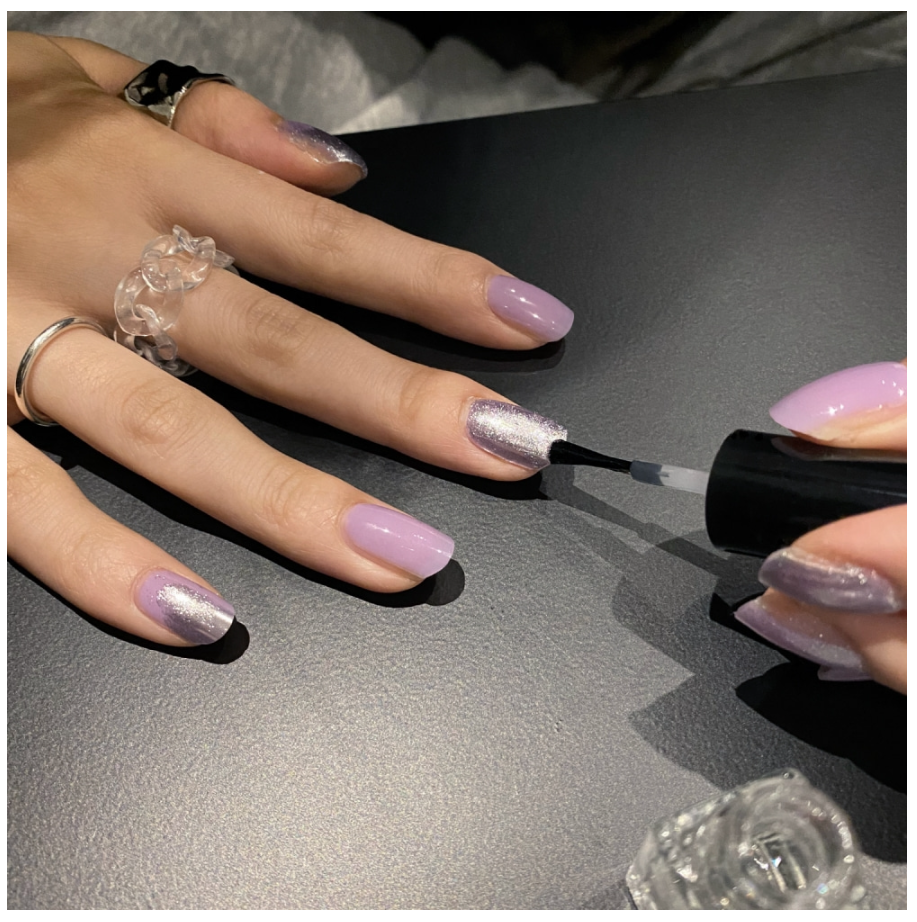 keepu Purple Rose Custom Nails Silver Mirror Powder