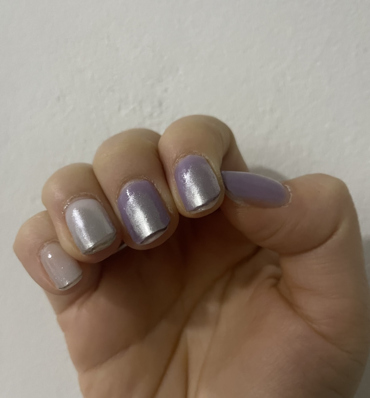 keepu Purple Rose Custom Nails Silver Mirror Powder