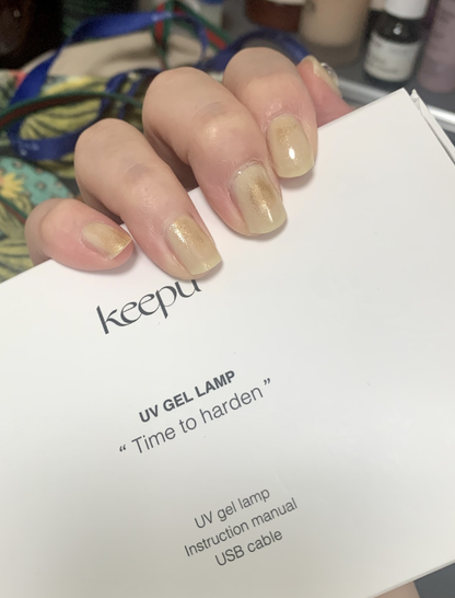 keepu Sand Beige Custom Nails Golden Mirror Powder