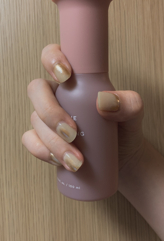 keepu Sand Beige Custom Nails Golden Mirror Powder