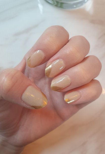 keepu Sand Beige Custom Nails Golden Mirror Powder