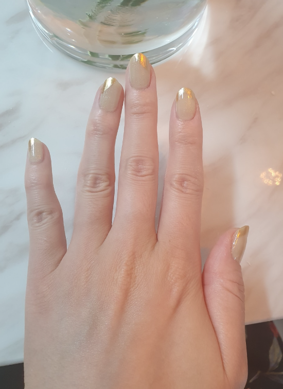 keepu Sand Beige Custom Nails Golden Mirror Powder