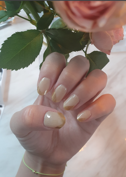 keepu Sand Beige Custom Nails Golden Mirror Powder