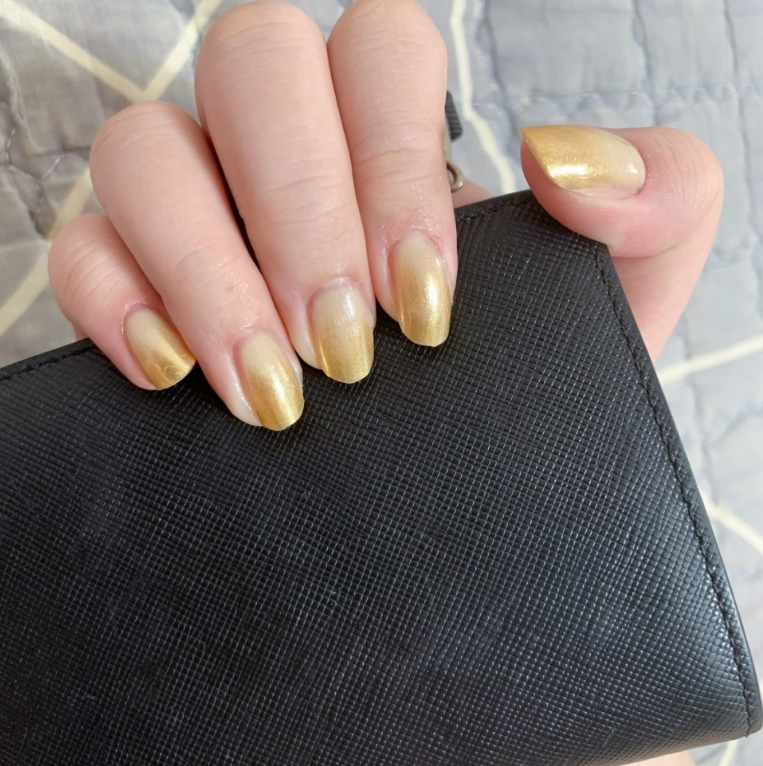 keepu Sand Beige Custom Nails Golden Mirror Powder