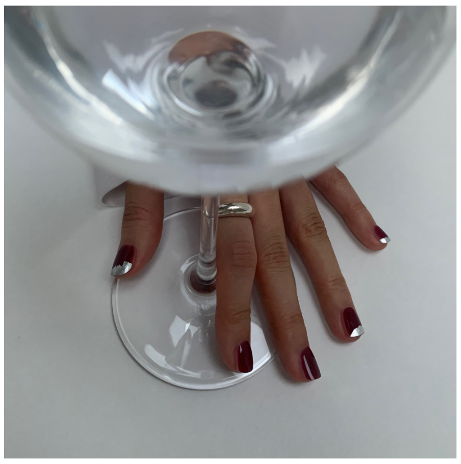 keepu Sangria Custom Nails Silvered Foil Leaf