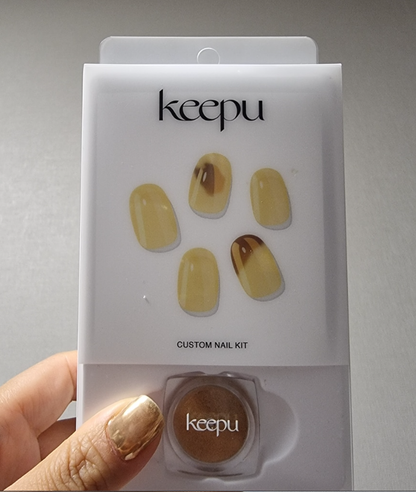 keepu Vanilla Latte Custom Nails Golden Mirror Powder