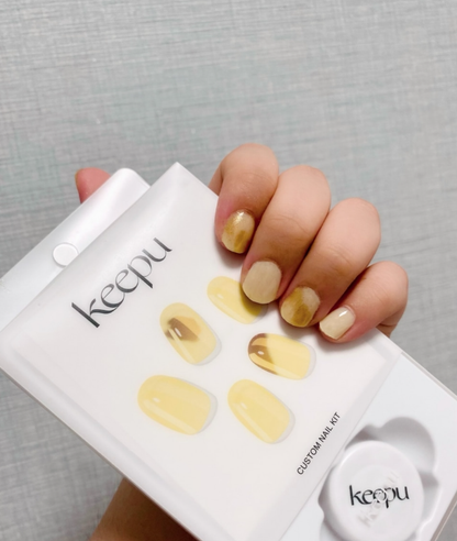 keepu Vanilla Latte Custom Nails Golden Mirror Powder